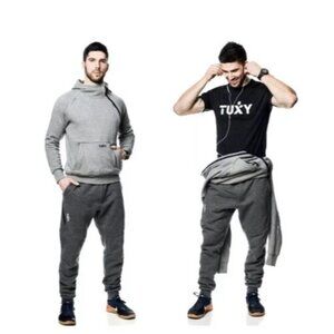 Tuxy 2XL One Piece Suit Jumpsuit Loungwear Hoodie Sweats Joggers Gray Athleisure